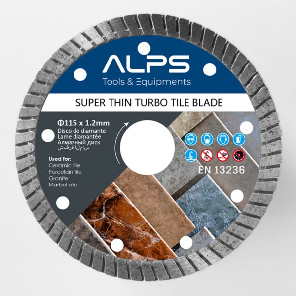 ALPS Brand Super Thin Turbo Rim Diamond Blade for Porcelain Ceramic Tiles 1.2mm ALPS Brand Super Thin Turbo Rim Diamond Blade for Porcelain Ceramic Tiles 1.2mm