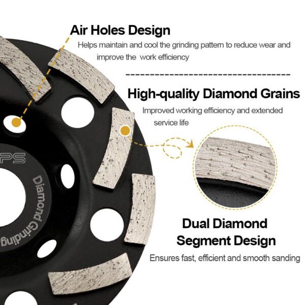 ALPS Diamond Turbo-Shaped Grinding Cup Wheel for Grinding Concrete Masonry Marble 105mm -125mm